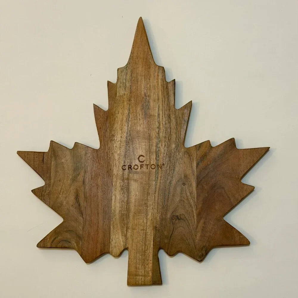 Crofton Harvest Wooden Chopping Block Cutting Charcuterie Board - Maple Leaf